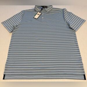 Ralph Lauren RLX Regular Short Sleeve Golf Polo Men's Sz L Blue Striped Wicking